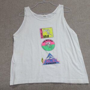 Vintage Adidas Shirt Small White Tank Top Triathlon USA Made Single Stitch